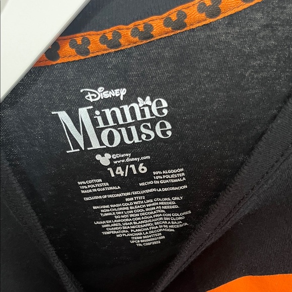 Disney Black and Orange Minnie Mouse Witch Tee Glow in Dark - Picture 3 of 6